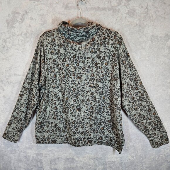 Maurices XL Leopard Print Cowl Neck Pullover Sweater Gray animal print soft warm - Picture 2 of 11
